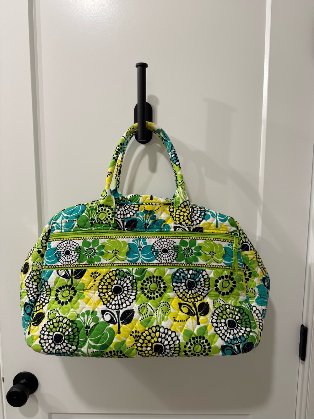 Vera Bradley Green and Teal Floral Quilted Weekender